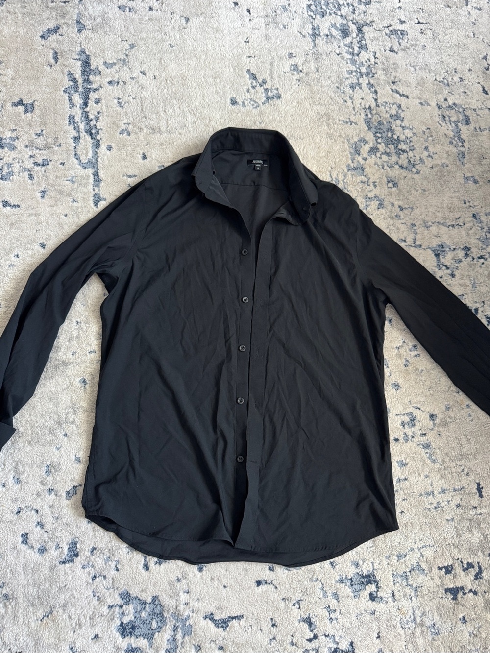 Black Slim Performance Button-Up Shirt